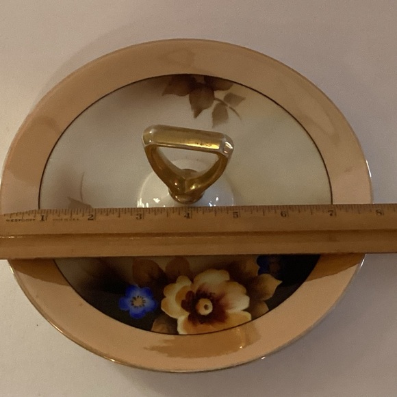 Vintage Noritake Lusterware Hand Painted Floral center handle plate - Picture 7 of 7